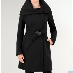 Cole Han Women's Belted Asymmetrical Zip Front Wool blend coat 8